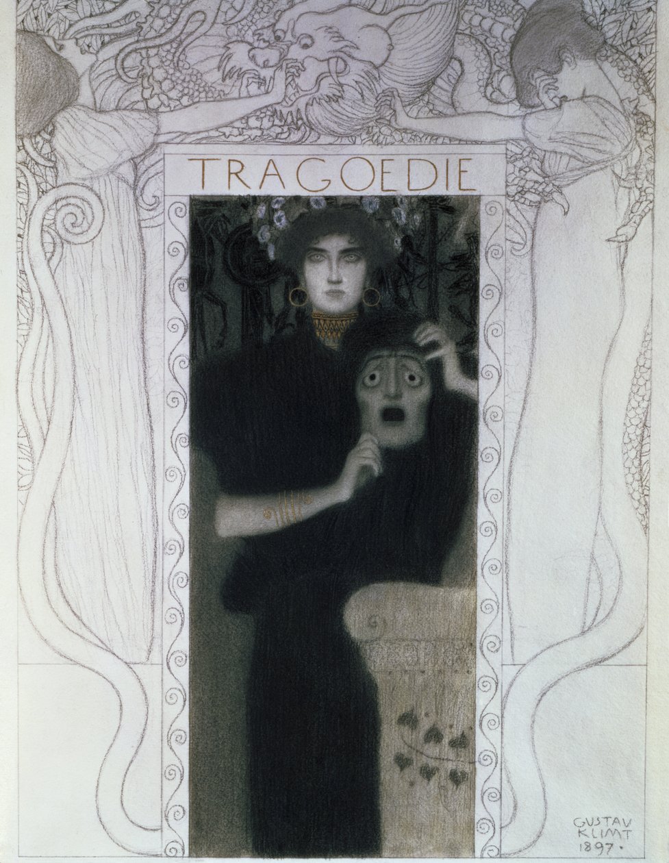悲劇、1897年（デッサン） 作： グスタフ・クリムト