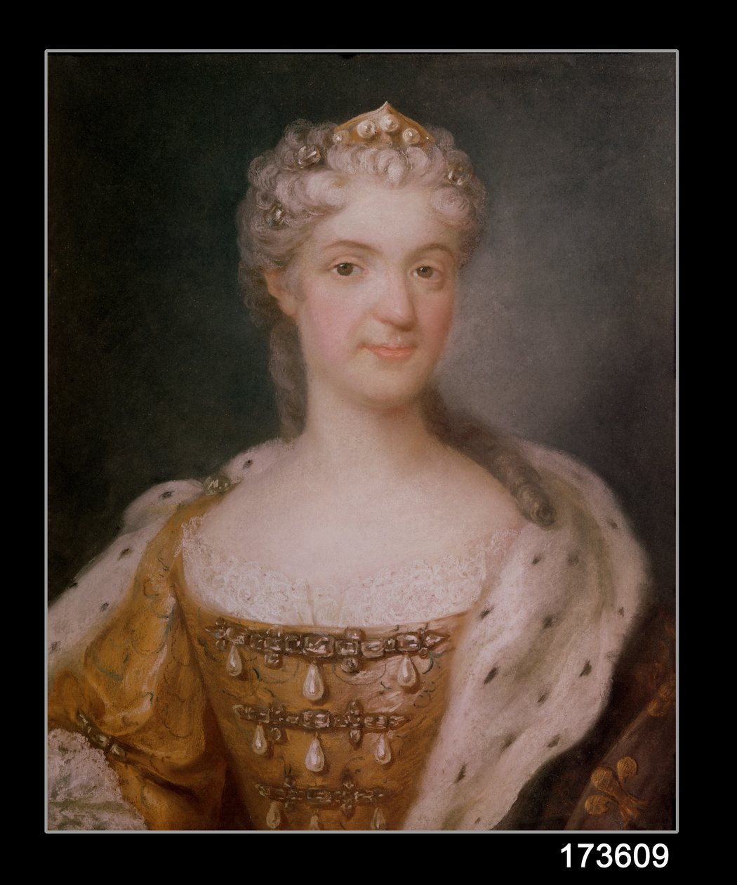 マリー・レチンスカの肖像（1703-68）フランスの女王（紙にパステル）（ペアについては173610を参照） 作： グスタフ・ランドバーグ
