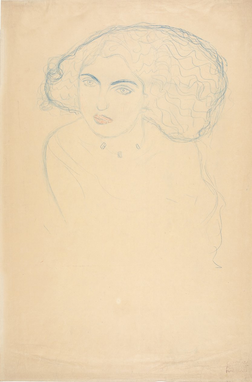 女性の頭、c。 1916年。 作： グスタフ・クリムト