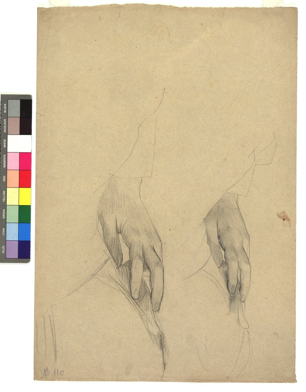 Zwei Handstudien, Finger ans Ohr gelegt 作： グスタフ・クリムト
