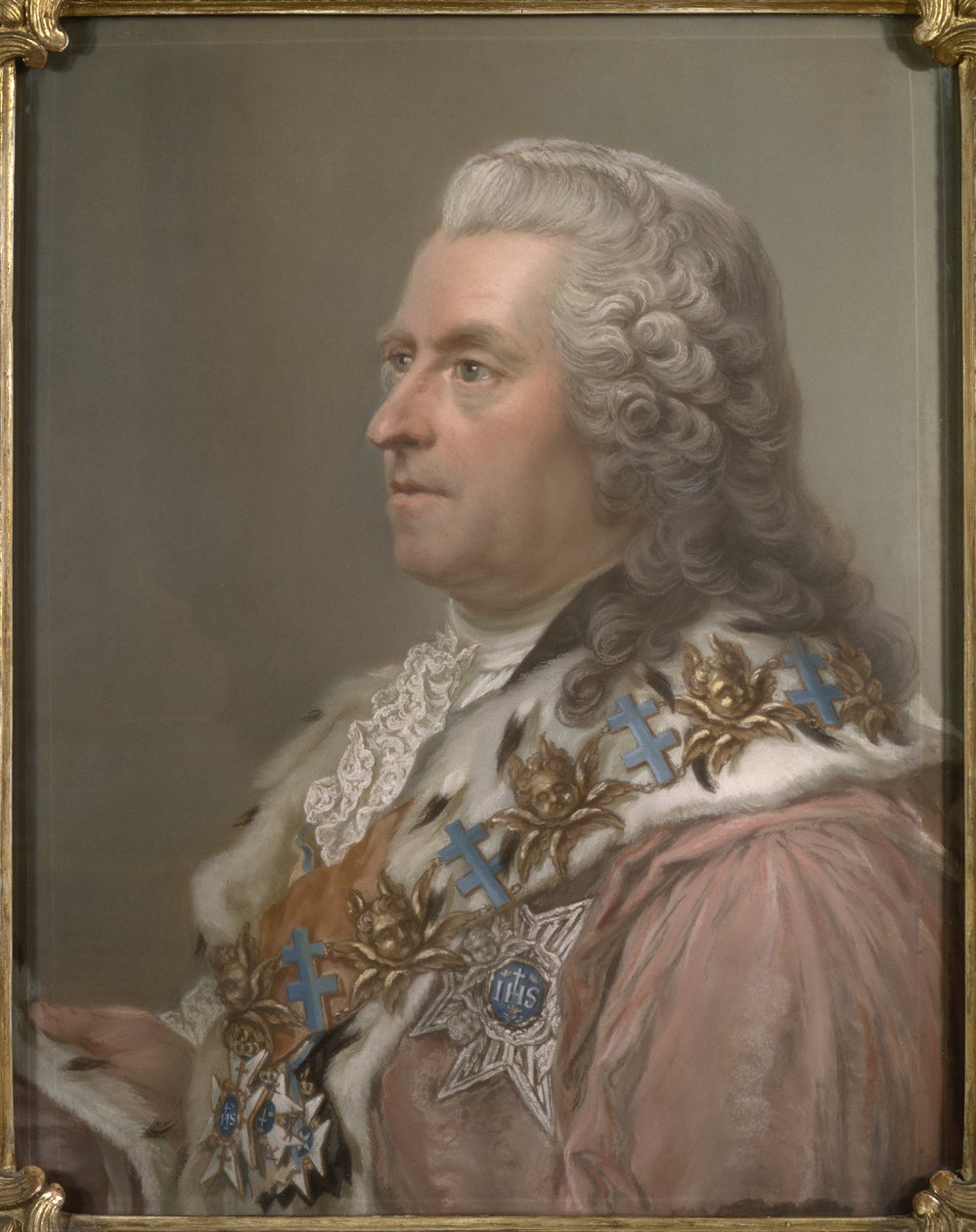 カール・グスタフ・テッシン伯爵（1695-1770）の肖像（Lundberg, Gustaf (1695-1786)作）。紙にパステル 作： グスタフ・ルンドバーグ