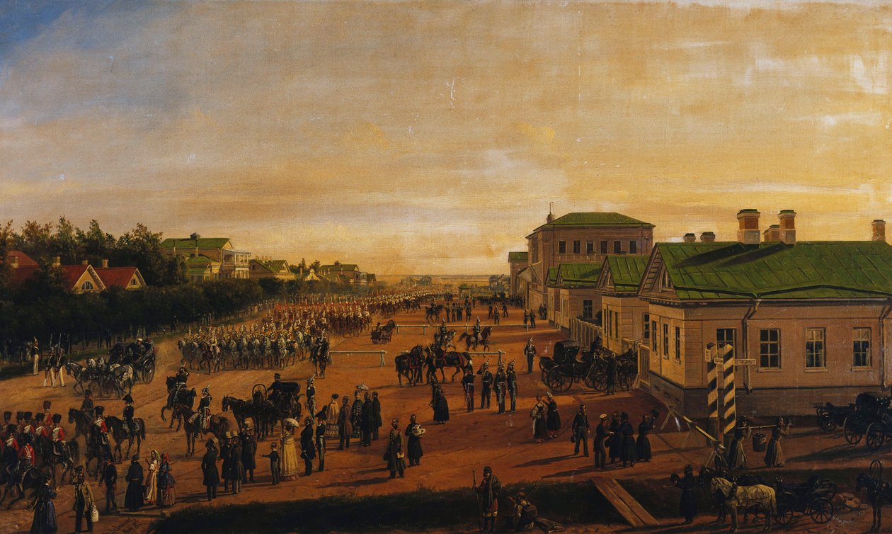 クラスノエセローで軍事パレードから戻ったニコラス皇帝、1848年 作： グスタフ・シュワルツ