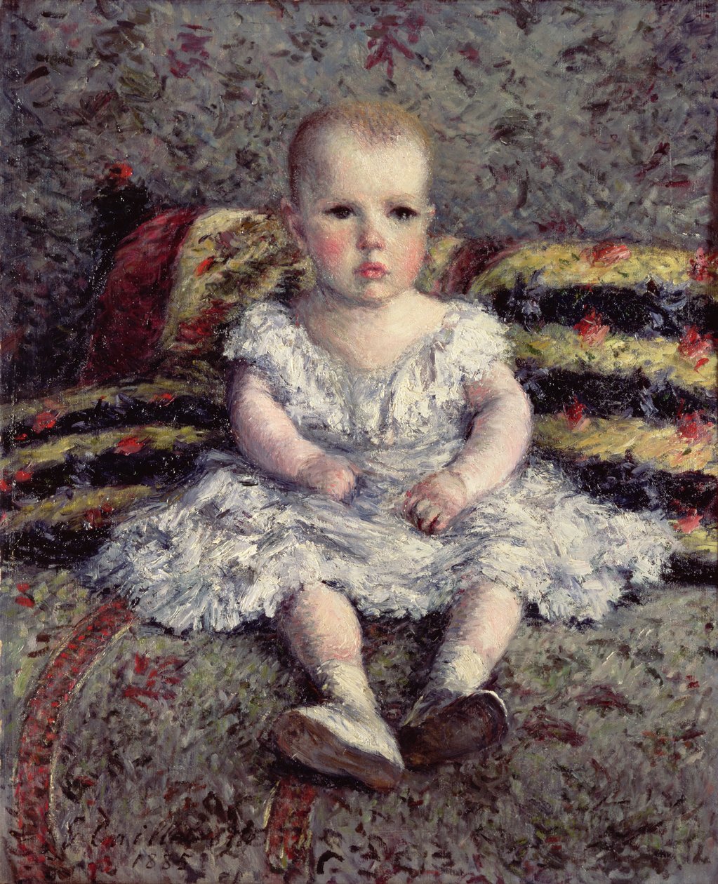 ソファの上の子供、1885 作： グスタフ・カイユボット