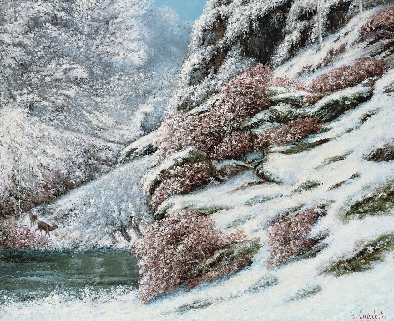 雪景色のシカ、1867 作： ギュスターヴ・クールベ