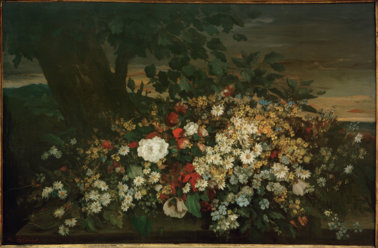 ベンチの花 作： ギュスターヴ・クールベ