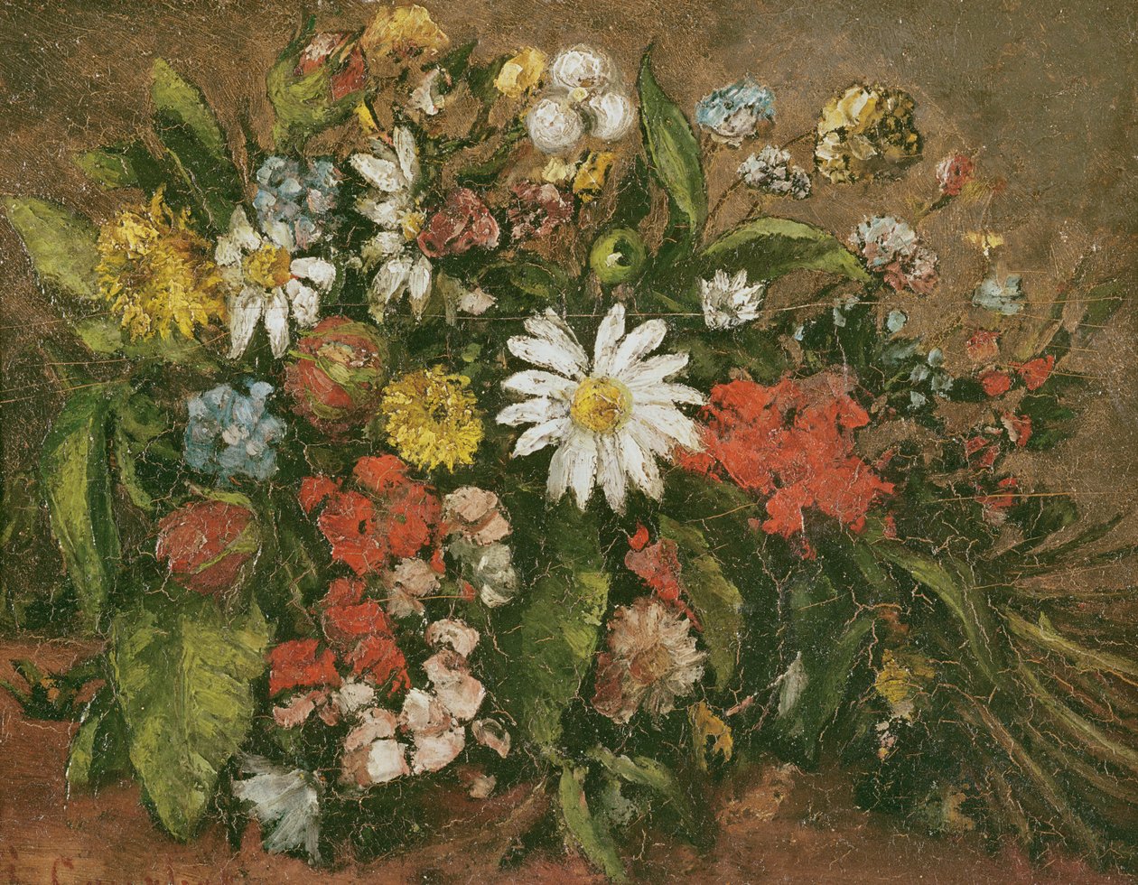 花、1871年（木の上の油） 作： ギュスターヴ・クールベ