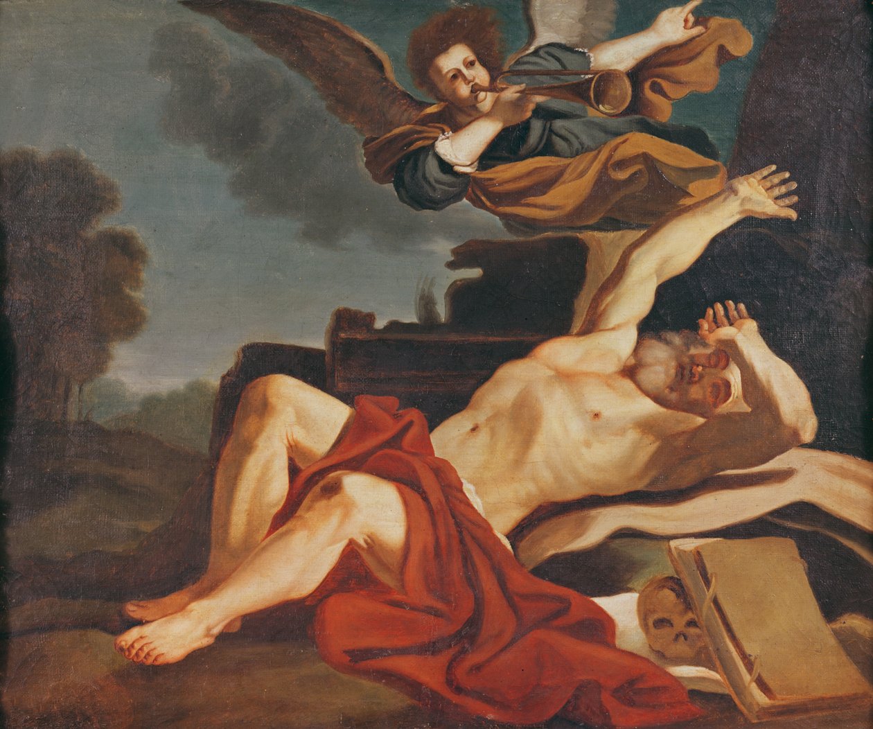 聖ジェロームの目覚め、ジョヴァンニフランチェスコバルビエリ（1591-1666）、1841年の作品の後のコピー 作： ギュスターヴ・クールベ