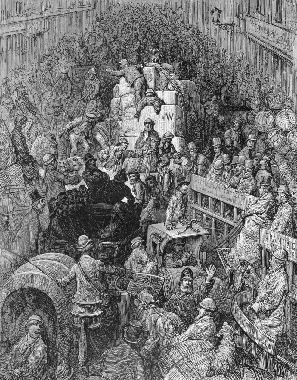 ウィリアムブランチャードジェロルド（1826-84）によって書かれた「ロンドン、巡礼」からの都市大通り。パブの欲望マシューケスネルによって刻まれました。 1872 作： ギュスターヴ・ドレ
