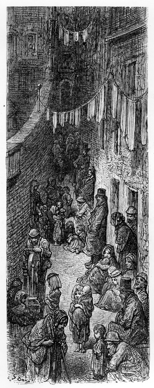 1872年、ウィリアムブランチャードジェロルドの「ロンドン、巡礼」からのホワイトチャペルの街路 作： ギュスターヴ・ドレ
