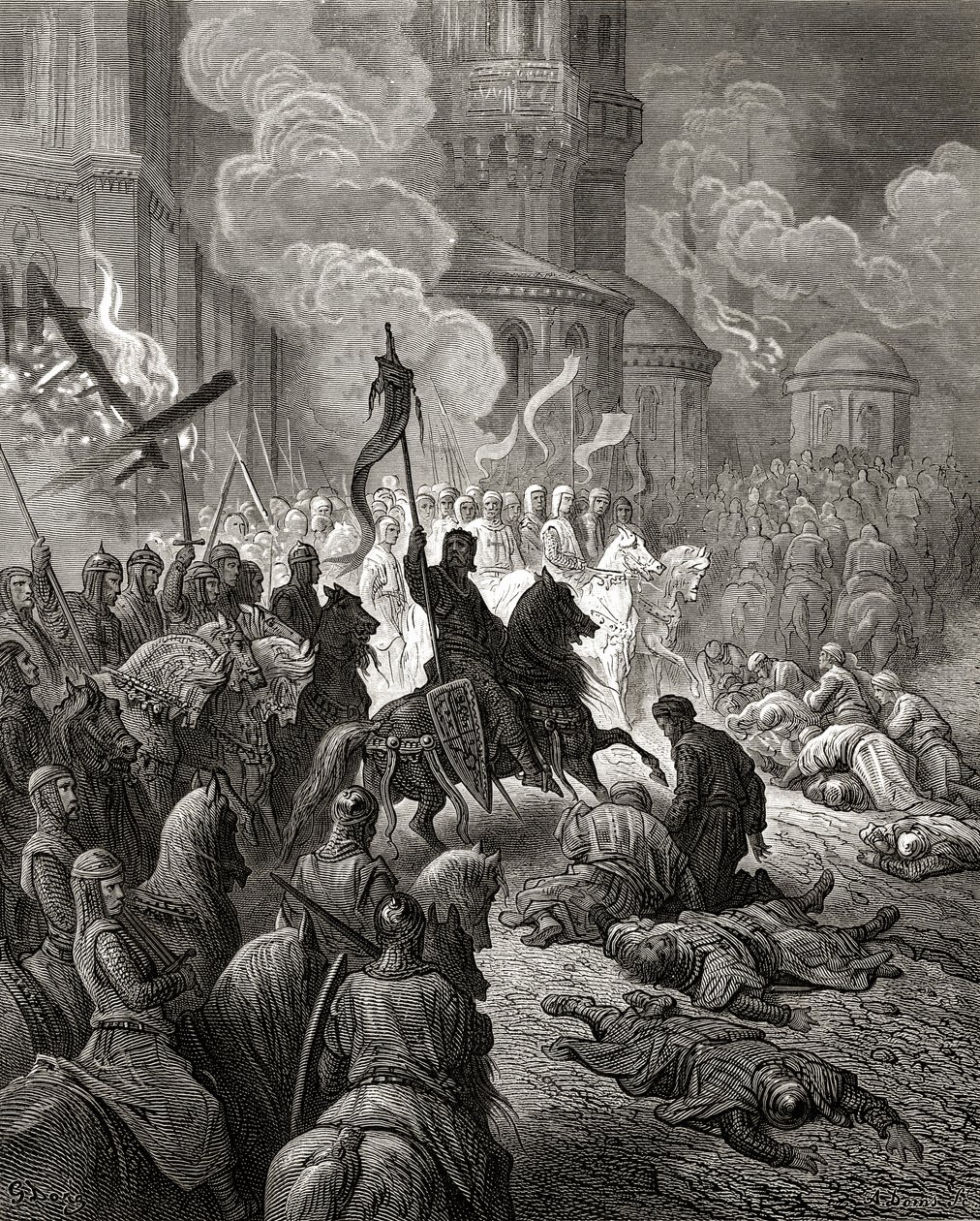1204年のコンスタンティノープルの十字軍のエントリー。JFによる「Bibliotheque des Croisades」のイラスト。ミショー、1877 作： ギュスターヴ・ドレ