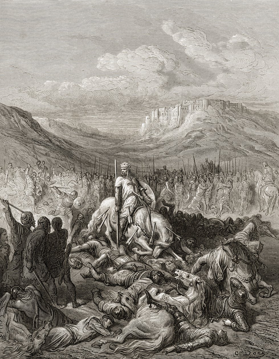 神殿のジャック・ド・マイユ・マーシャルの輝かしい死。JFによる「Bibliotheque des Croisades」のイラスト。ミショー、1877 作： ギュスターヴ・ドレ
