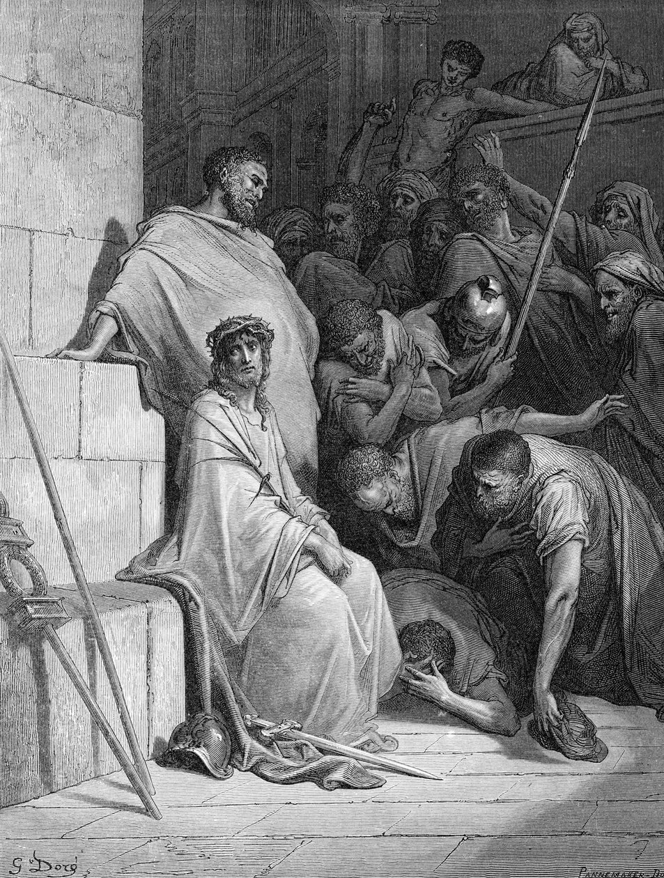 イエスはローマの兵士にからかわれている-聖書 作： ギュスターヴ・ドレ