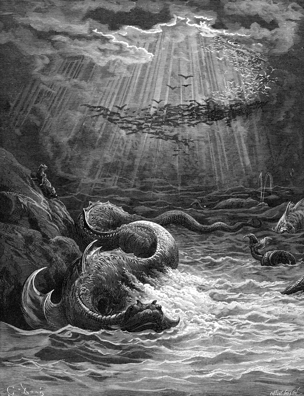 Paradise Lost：魚と鳥の創造。 作： ギュスターヴ・ドレ