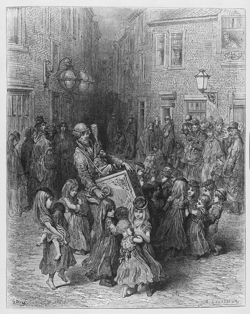 裁判所のオルガン、「ロンドン、巡礼」からのイラスト、1872 作： ギュスターヴ・ドレ
