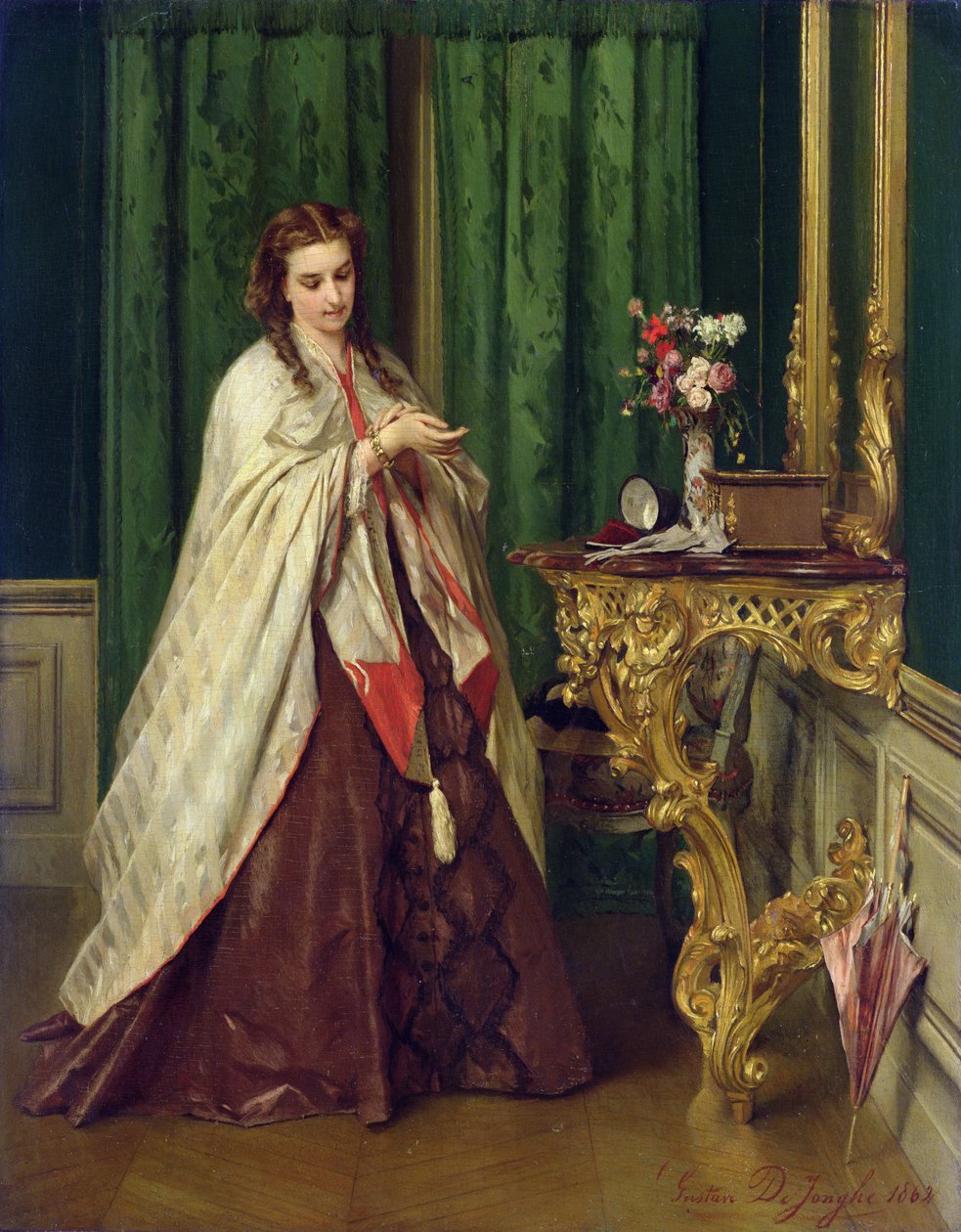 彼女のトイレでの女性、1862 作： ギュスターヴ・レナード・デ・ヨンゲ