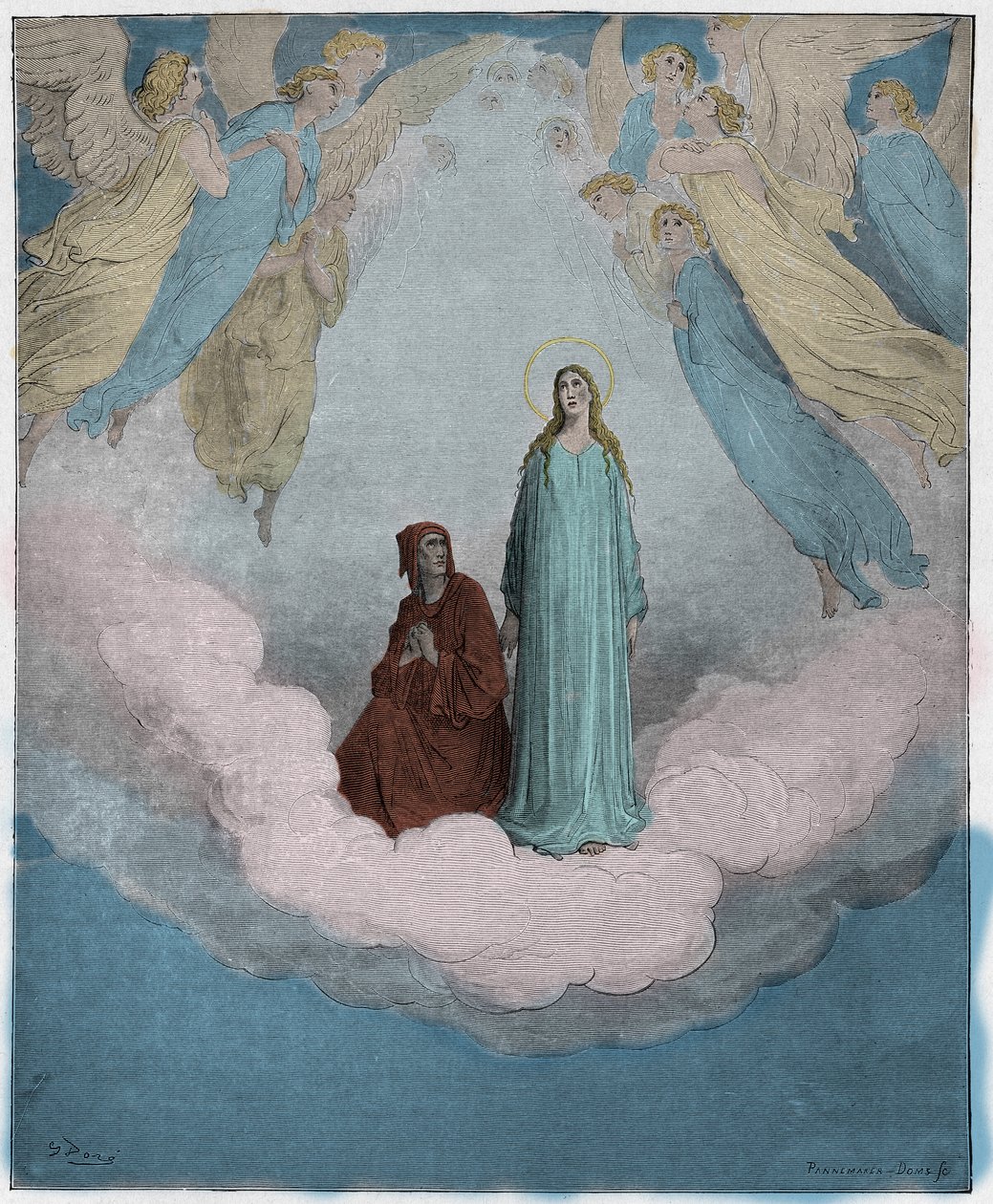 パラディソ、カント21：7番目の円の祝福されたベアトリス、ダンテアリギエーリ作「The Divine Comedy」（1885年）（デジタル色の彫刻） 作： ドレ後のギュスターヴ