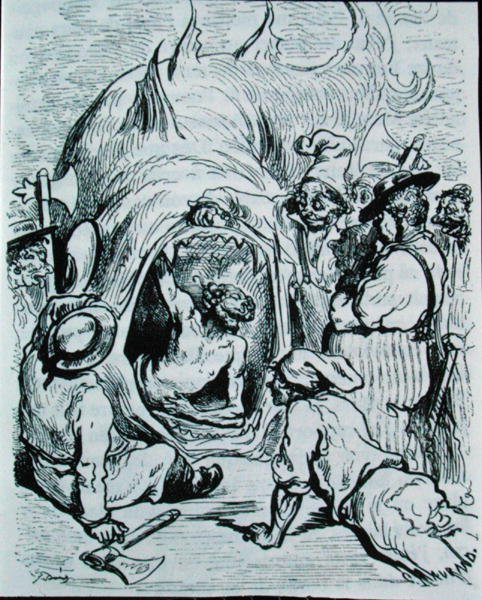 シャルル・ペロー（1628-1703）の「モンタハウゼン」の挿絵 1893年（彫刻版） 作： ギュスターブ（後）ドレ
