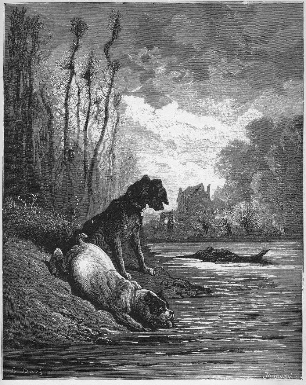 Jean de La Fontaine (Lafontaine) (1621-95)の『寓話』より『Les Deux Chiens et L