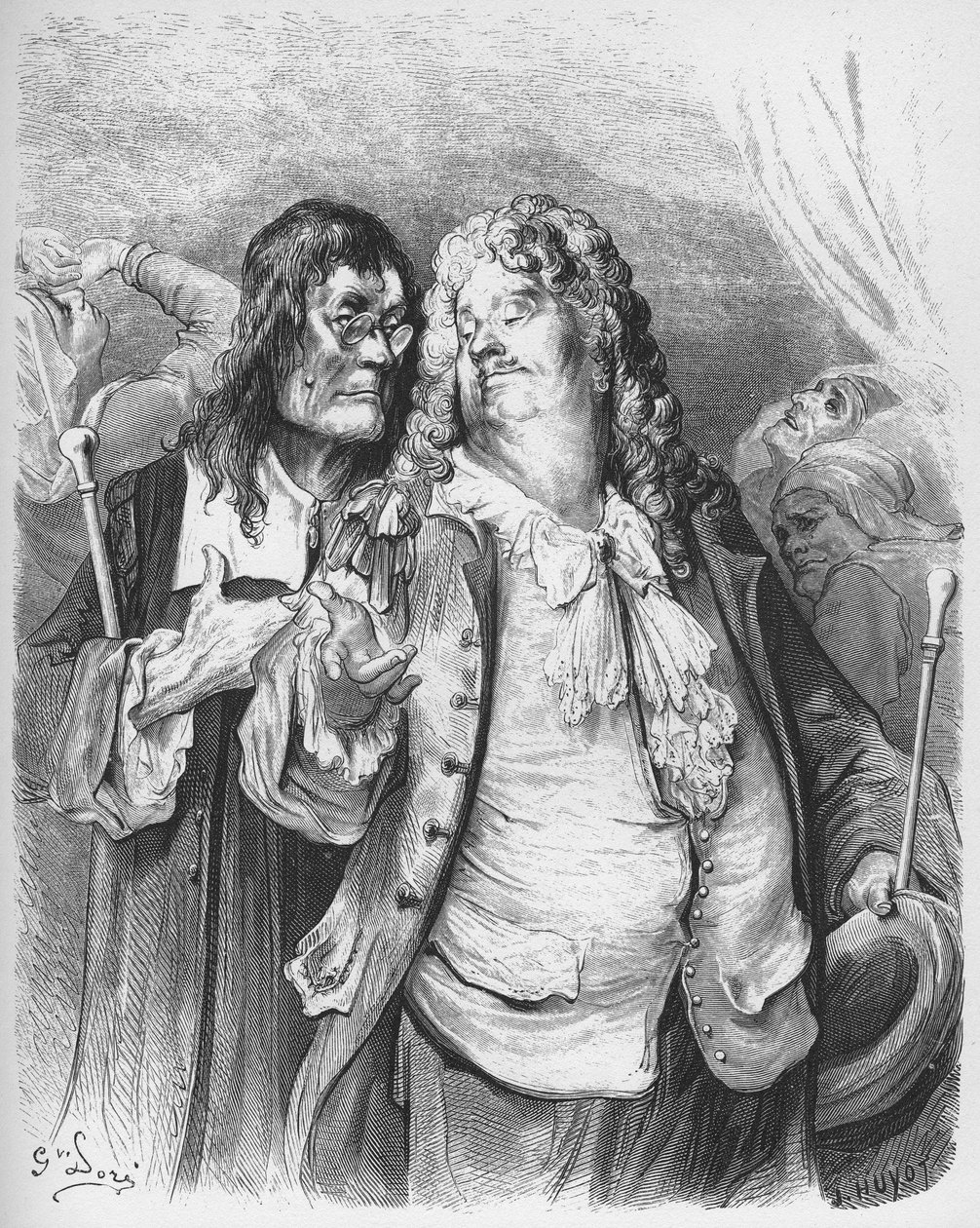 ジャン・ド・ラ・フォンテーヌ（ラフォンテーヌ）（1621-95）の「寓話」より「医者たち」 - グスタフ・ドーア（1832-83）の後のエングレービング - 個人蔵 作： ギュスターブ（後）ドレ