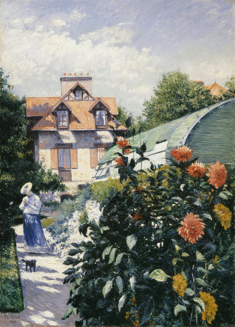ダリア、プチ・ジャンヌヴィリエの庭 - Gustave Caillebotte (1848-1894).油彩・キャンバス 作： グスタフ・カイユボット