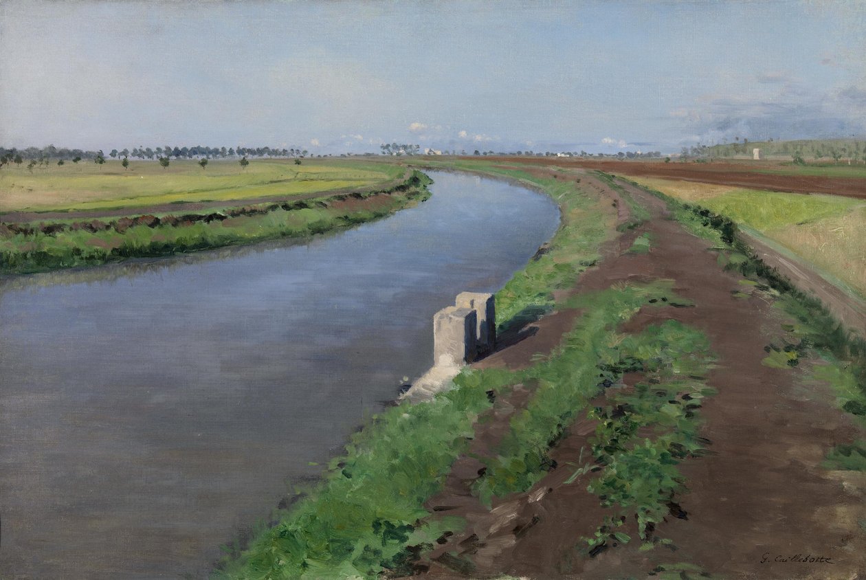 フランス語  Bord de canal, près de Naples ナポリ近郊の運河の土手 作： グスタフ・カイユボット
