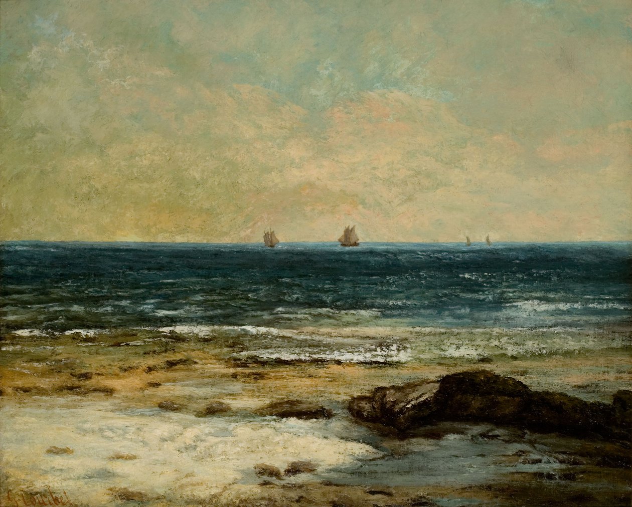 フランス語：Les Bords de la mer à Palavas 作： ギュスターヴ・クールベ