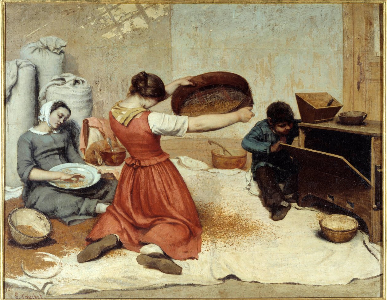 Les sibleuses de ble ギュスターヴ・クールベ（1819-1877）の絵画 1854年 薄さ 1,31 x 1,67 m ナント、ボザール美術館 作： ギュスターヴ・クールベ