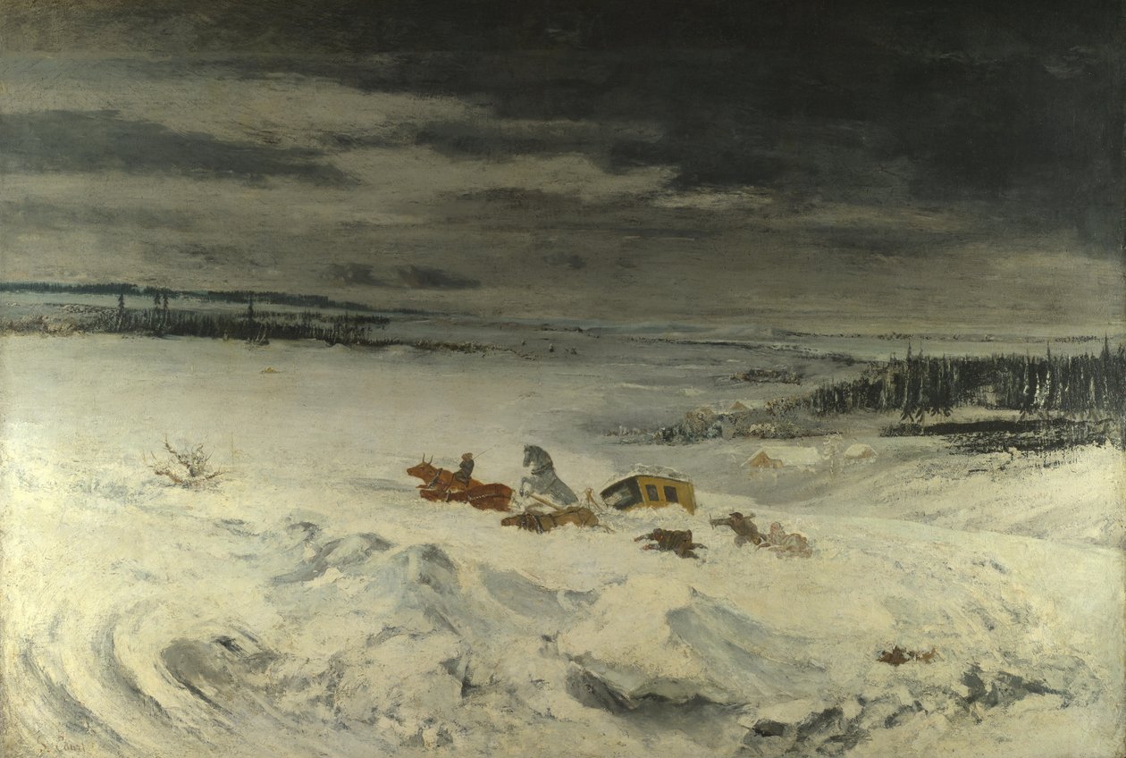 雪の中の勤勉、1860 作： ギュスターヴ・クールベ