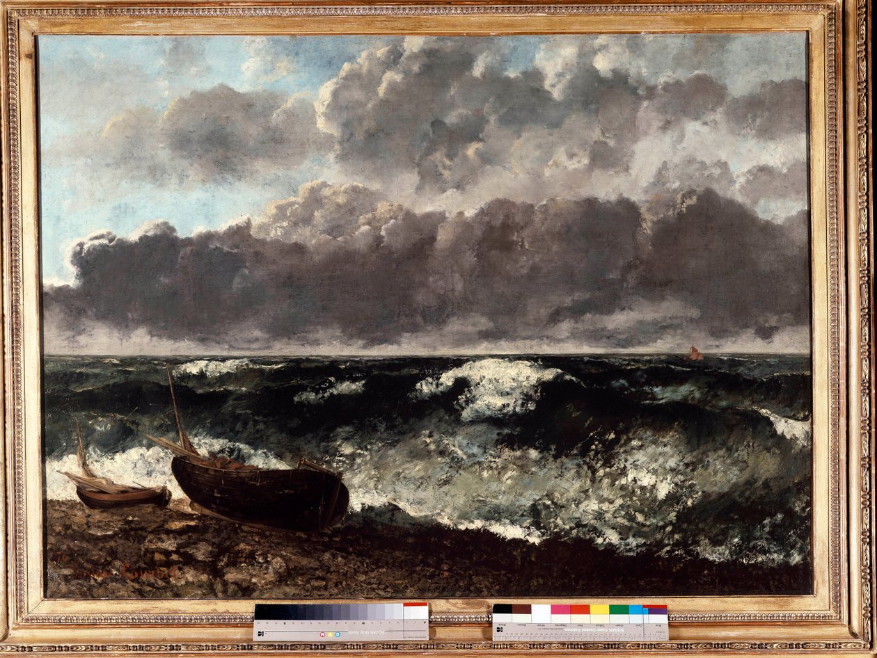 嵐の海は波を言う。ギュスターヴ・クールベ（1819-1877）の絵画 作： ギュスターヴ・クールベ