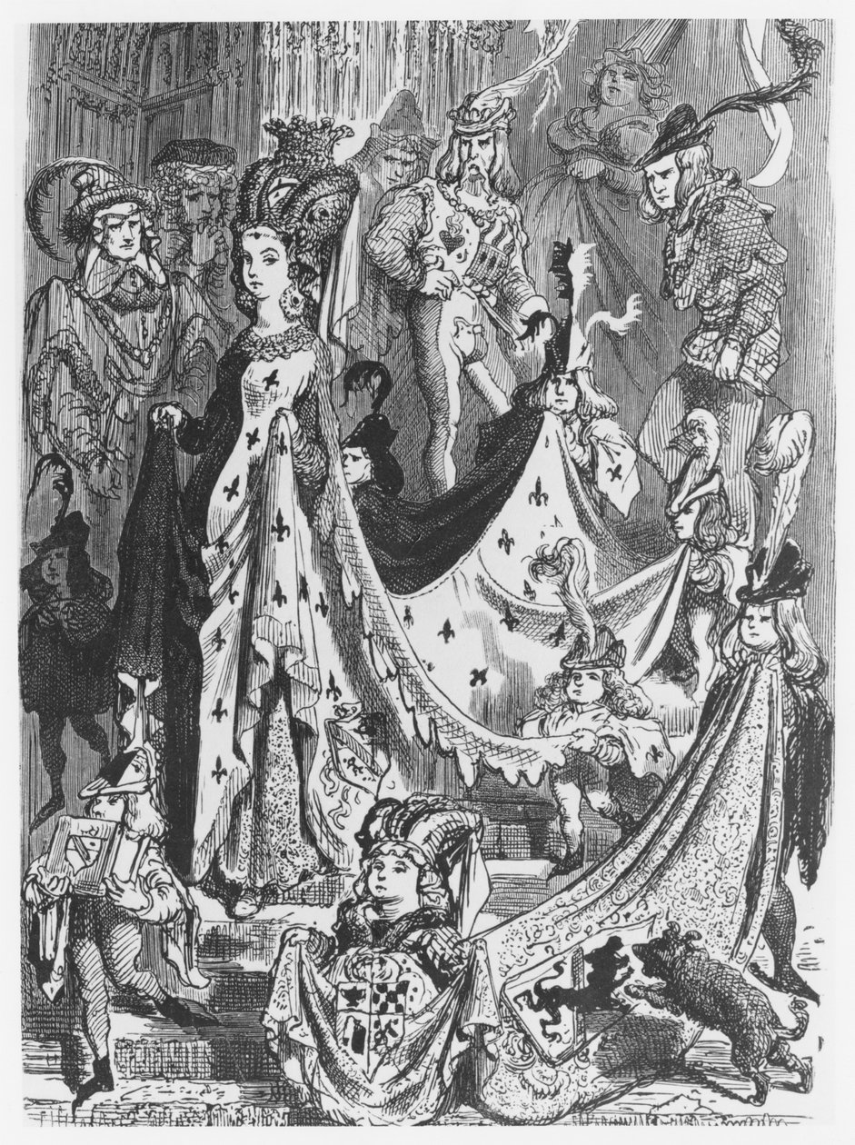女王、オノレドゥバルザック（1799-1850）による「Les Contes Drolatiques」のイラスト 作： ギュスターヴ・ドレ