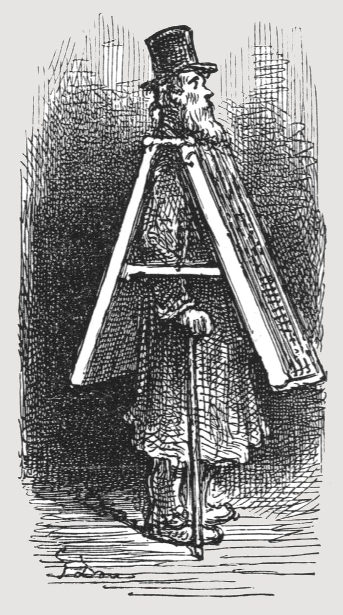 「広告板 - 男」、1872 年。 作： ギュスターヴ・ドレ