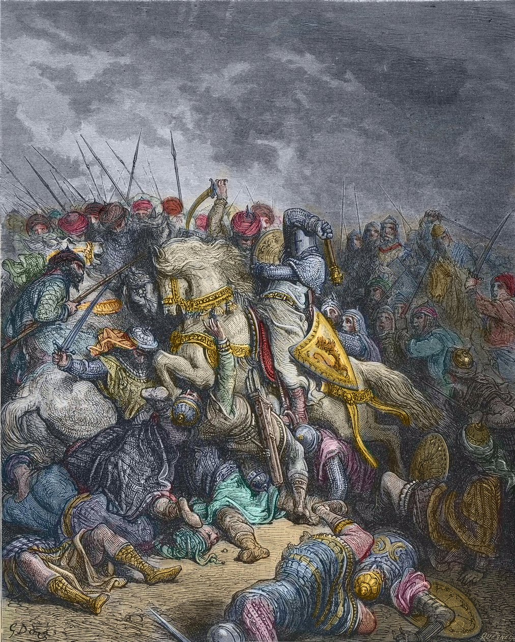 アルスールの戦い - 第3回十字軍に参加したイングランド王リチャード1世ライオンハート（1157-1199） - 第3回十字軍のアルスールの戦い（1191年）におけるリチャード・ライオンハート、ギュスターヴ・ドーアの彫刻 - Joseph-Francois Michaudの「History of the Crusades」より 作： ギュスターヴ・ドレ