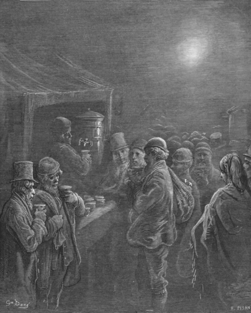 「コーヒー屋台 - 早朝」、1872 年。 作： ギュスターヴ・ドレ