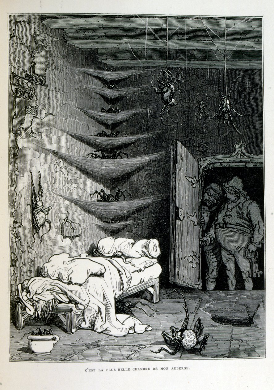 フランスの画家、版画家、挿絵画家であるギュスターヴ・ドーア（1832年～1883年）が1863年に描いた「クロック・ミテーヌ」。Croque-Mitaine（ブギーマン）とは、子供を怖がらせて賢くさせるために、子供に見せられる悪意のあるキャラクター。 作： ギュスターヴ・ドレ