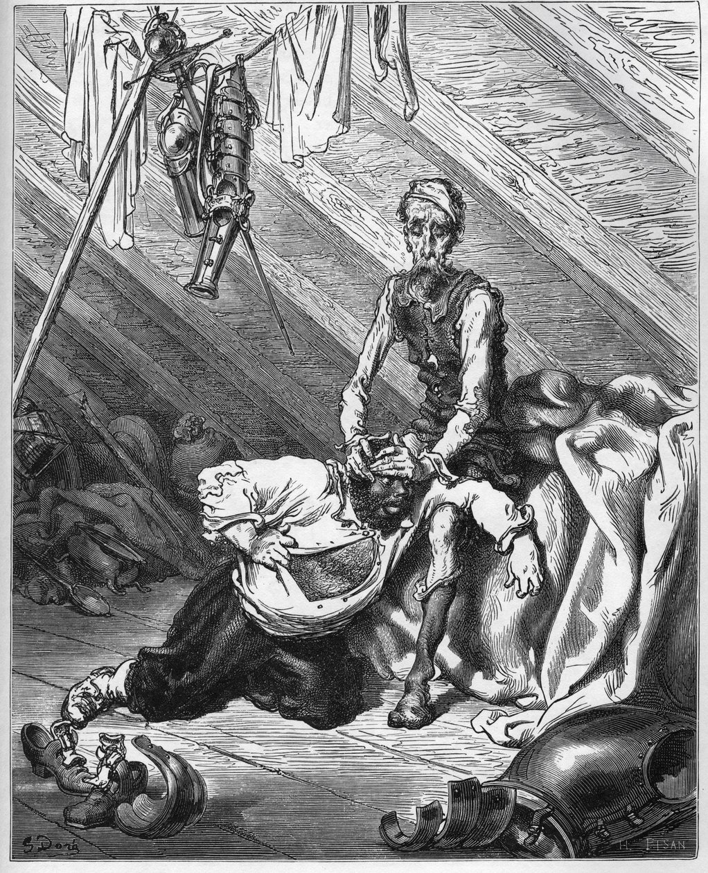 ドン・キホーテは、サンチョ・パンサに彼の貴重な感覚の香油を味わわせ