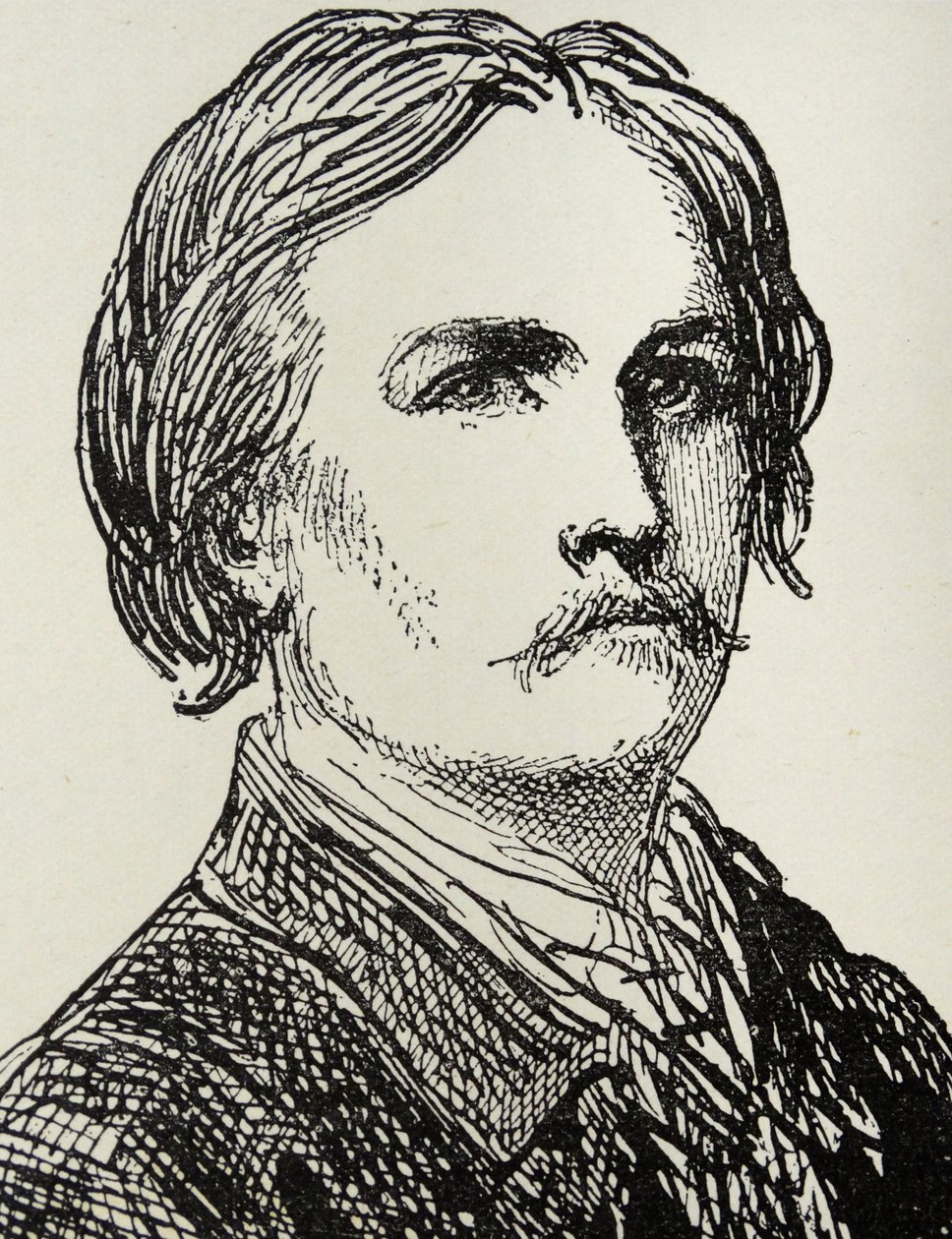 ギュスターヴ・ドーレ - 1832-73 フランスの画家、本の挿絵画家 自画像のスケッチにエングレーヴィングを施す。 作： ギュスターヴ・ドレ