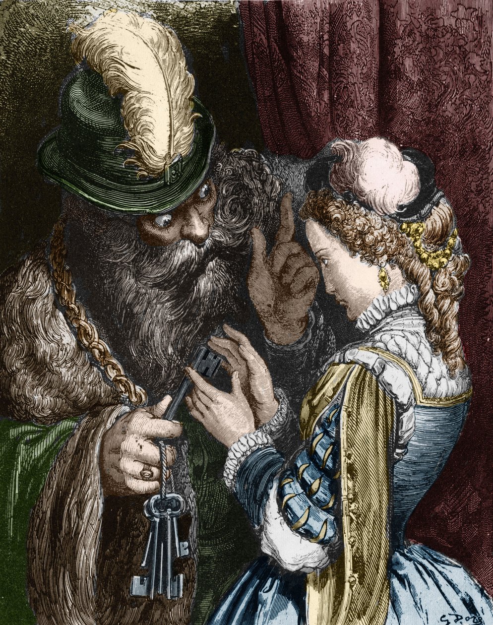 チャールズペローの「Bluebeard」のイラスト、1893 作： ギュスターヴ・ドレ
