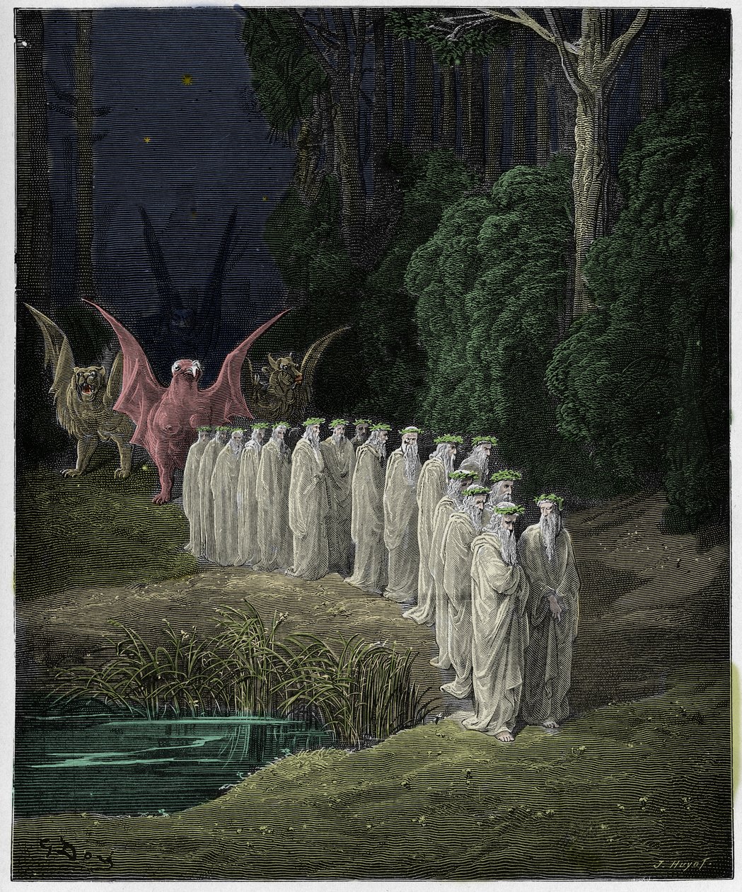 プルガトリオ、カント29：終末論的な行列の24人の長老、ダンテアリギエーリ作「The Divine Comedy」（1885年）のイラスト 作： ギュスターヴ・ドレ
