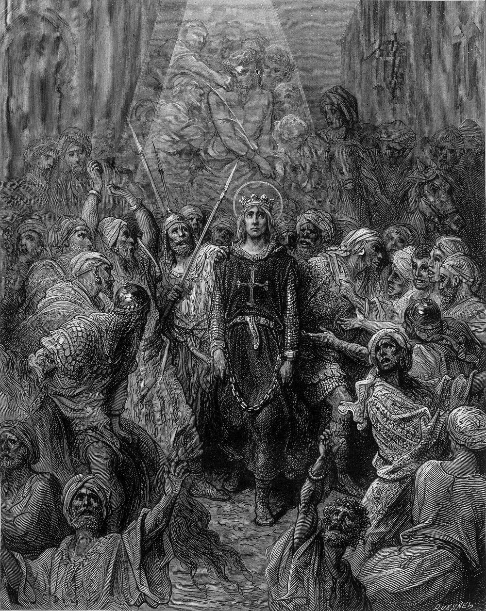 1250年の第7回十字軍遠征の際、マンスーラで捕虜となったサン・ルイ - ギュスターヴ・ドレのエングレーヴィング 作： ギュスターヴ・ドレ