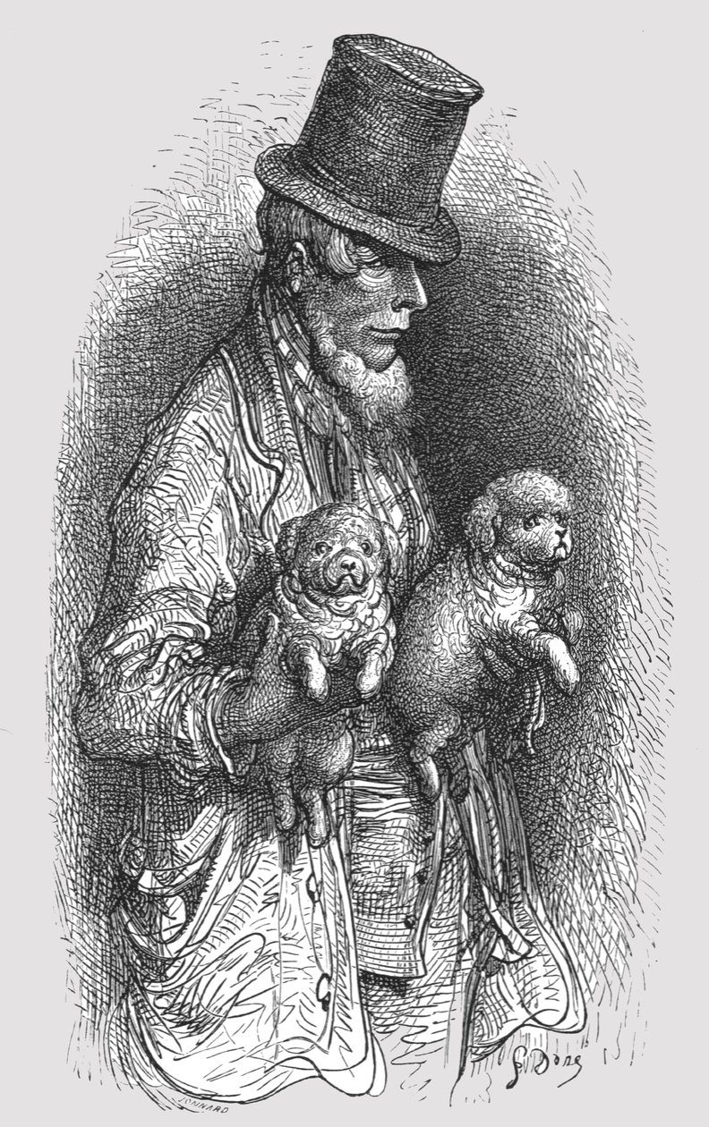 「ウエスト エンドの犬の愛好家」、1872 年。 作： ギュスターヴ・ドレ