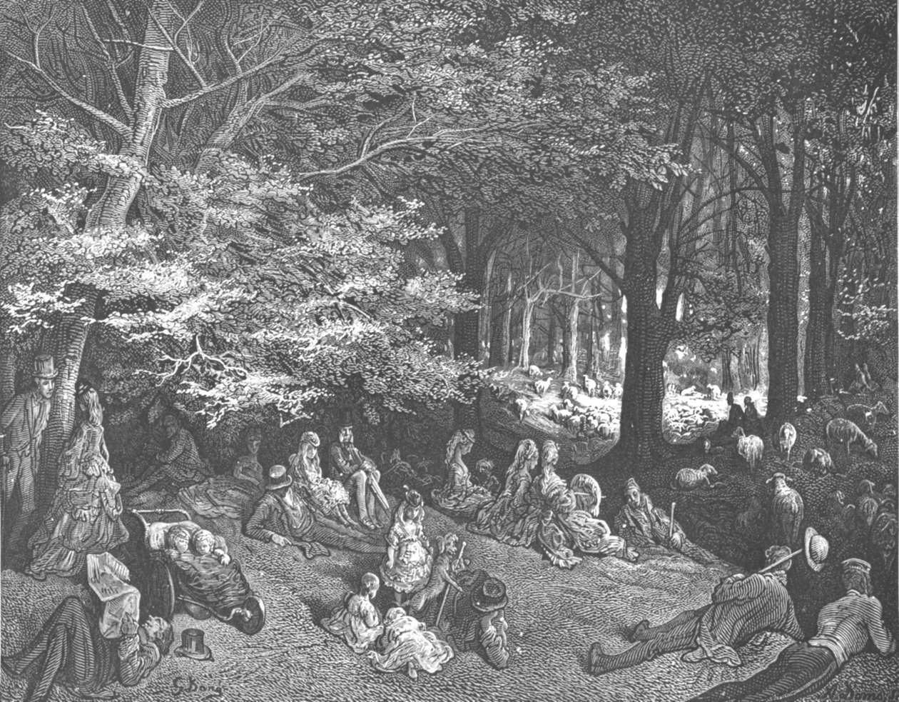 「木の下 - リージェンツ パーク」、1872 年。 作： ギュスターヴ・ドレ