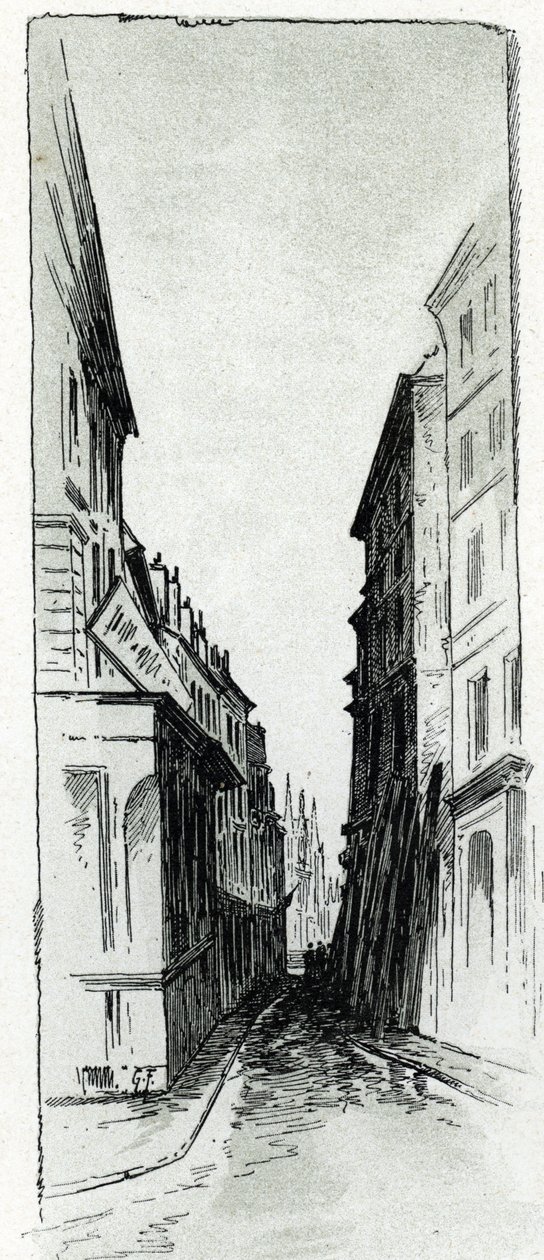 View of the Hotel Colbert street near Maubert square in Paris Drawing by Gustave Fraipont (1849-1923) from Saint-Juirs   1439428   ja       japanese Successfully Translated  Original: Niccolo di Bernardo dei Machiavelli (Nicolas Machiavel Translat: Niccolo 作： ギュスターヴ・フライポント