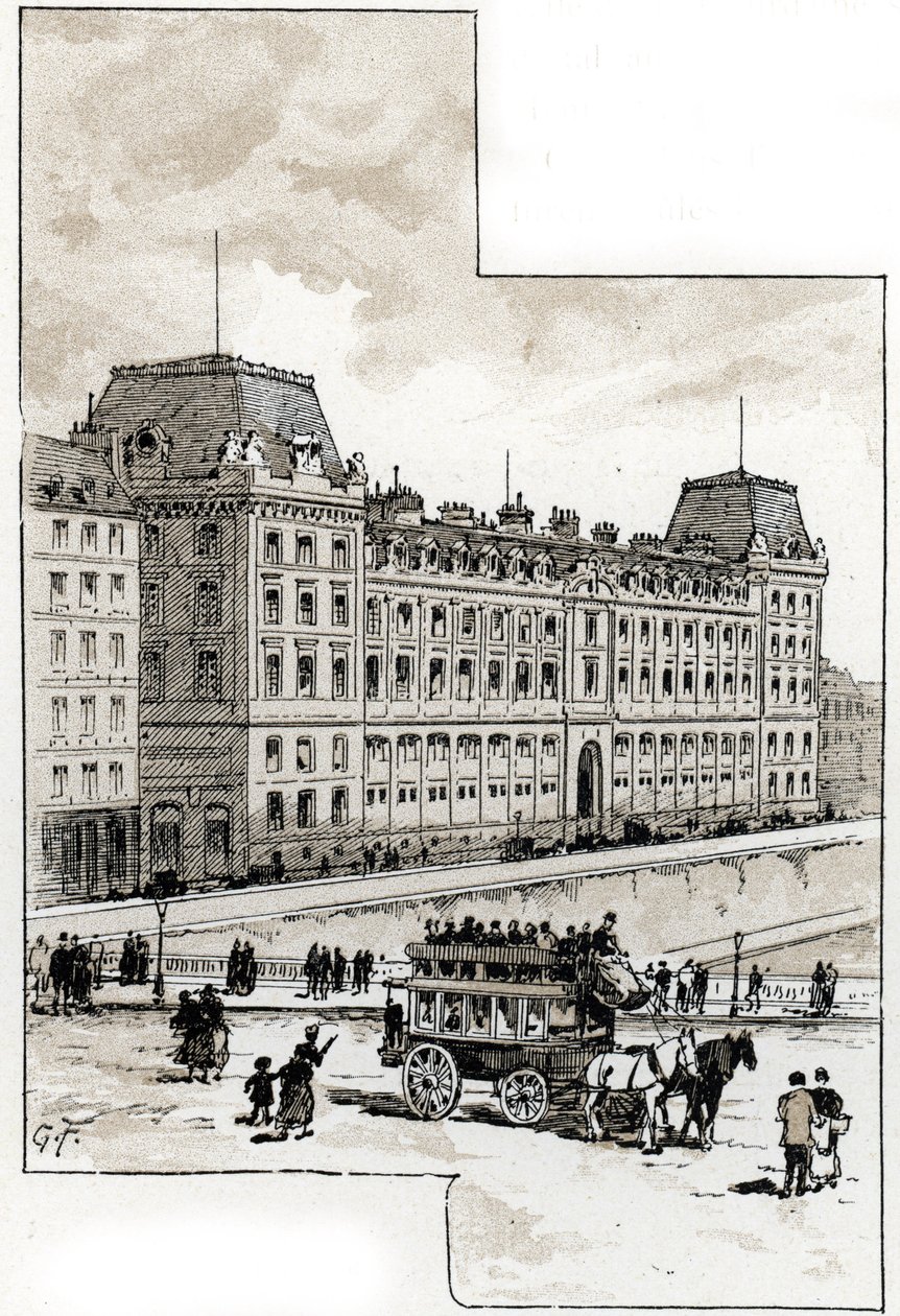 Näkymä poliisilaitoksesta quai des golfevres -kadulla, Pariisi Gustave Fraipontin (1849-1923) piirustus Saint-Juirsista 作： ギュスターヴ・フライポント