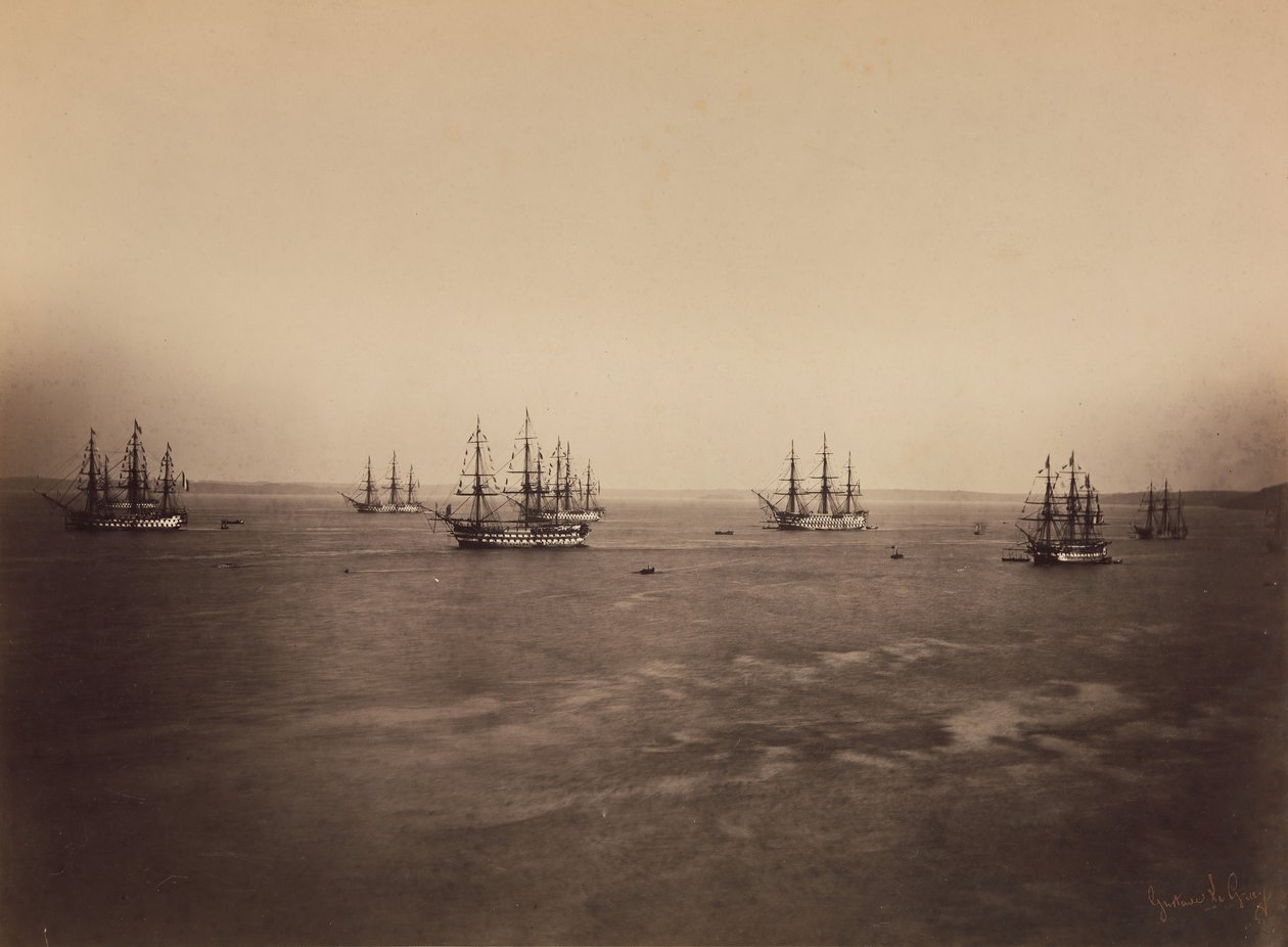 フランス艦隊とイギリス艦隊、シェルブール、1858 年 8 月。 作： ギュスターヴ・ルグレイ