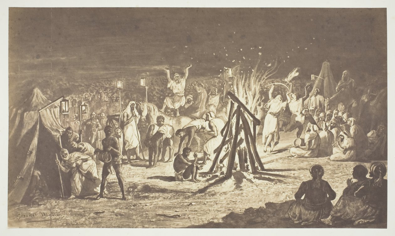 無題 [Bénédict Masson による Camp de Chalons の焚き火の絵]、1857 年。 作： ギュスターヴ・ルグレイ