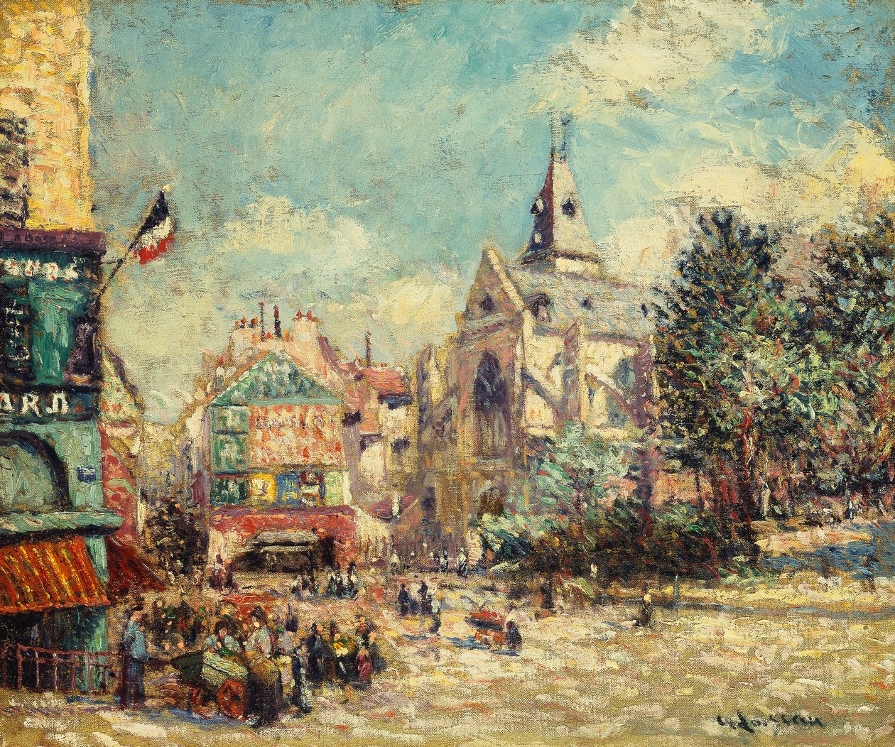 聖メダール教会とパリのムフタール通り。 L "Eglise Saint-Medard and Rue Mouffetard、Paris、1903 作： グスタフ・ロワゾー