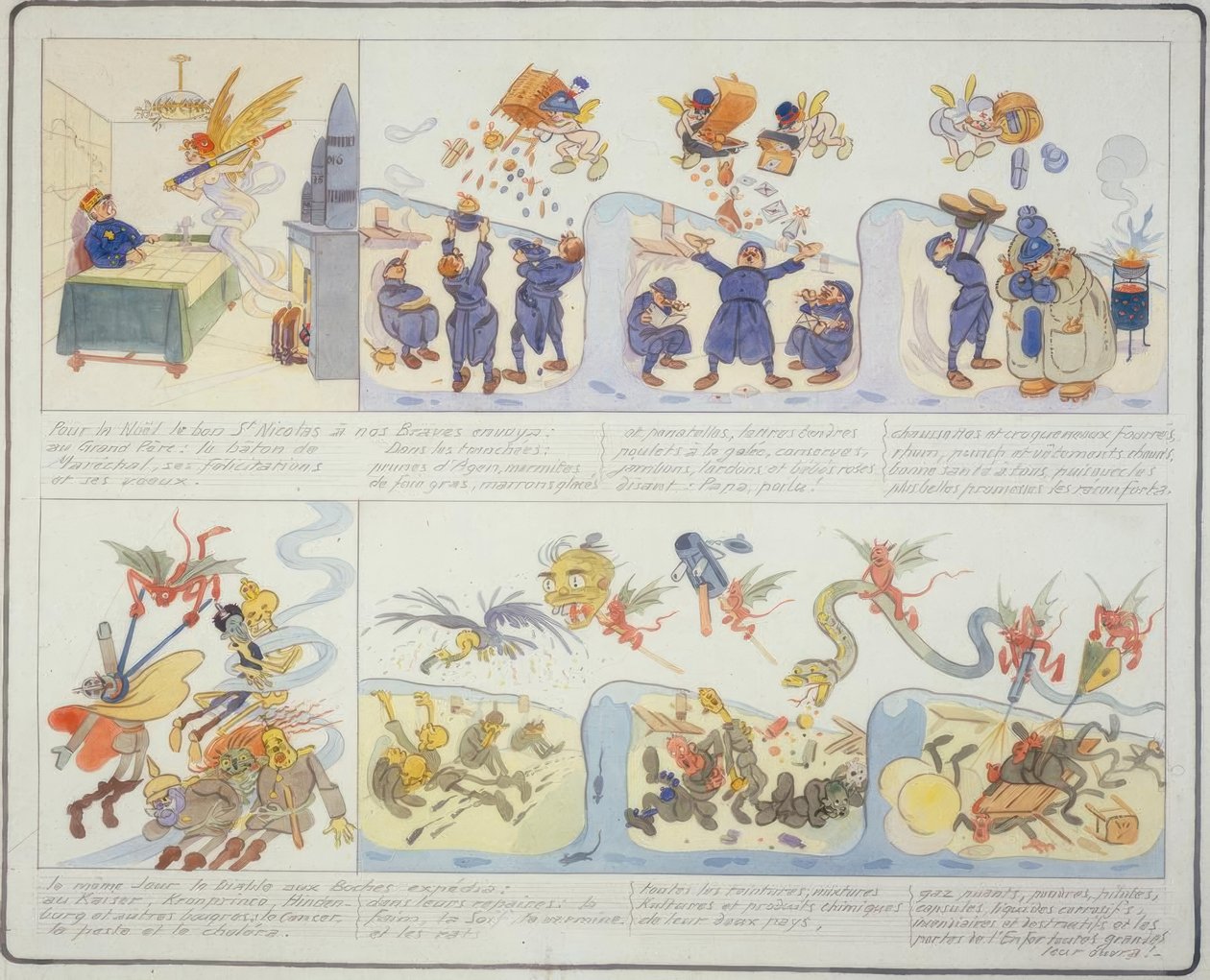 WW1 - 1916年のクリスマス-フランスの風刺画 作： ギュスターヴ・ウェント