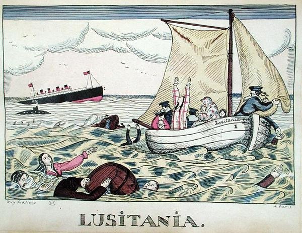 ルシタニア号の沈没、1915 年 5 月 7 日 (カラー リソ) 作： ガイ・アルヌー