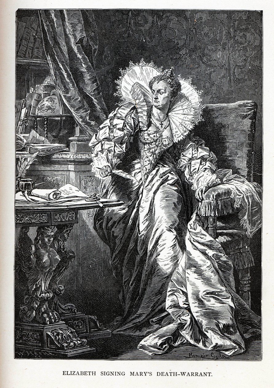 エリザベス、1882年にメリーズ死刑令状に署名 作： ジュラ・ベンチュル