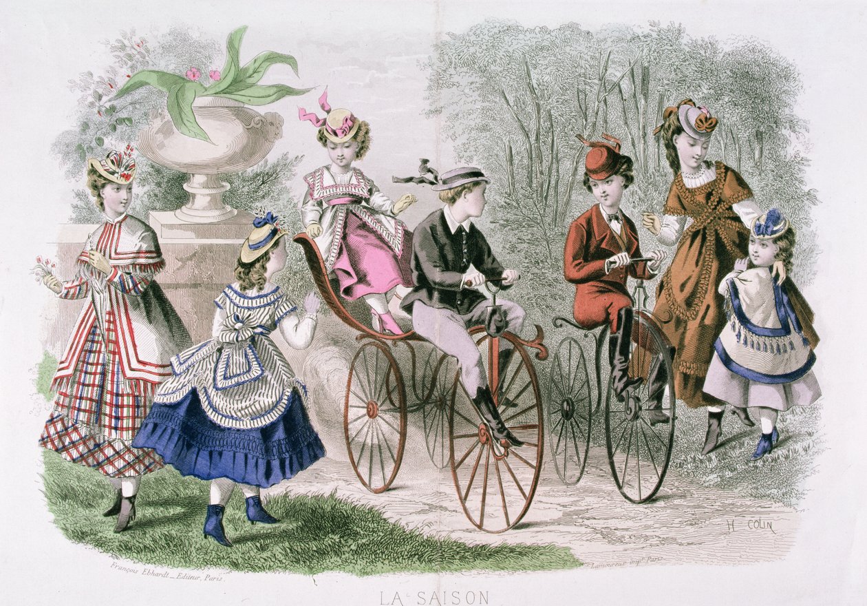 公園の子供たち、「La Saison、Journal Illustre des Dames」、1869年5月 作： H.コリン